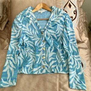 St. John Santana Cardigan Leaf Knit Sweater